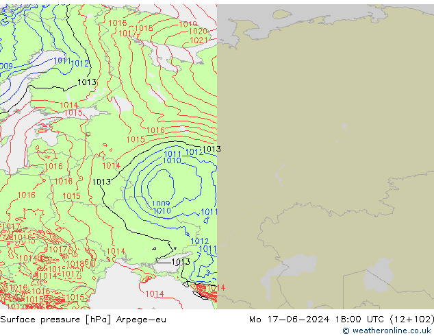 Presión superficial Arpege-eu lun 17.06.2024 18 UTC