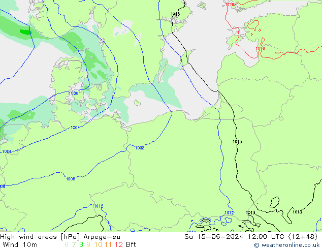 Windvelden Arpege-eu za 15.06.2024 12 UTC