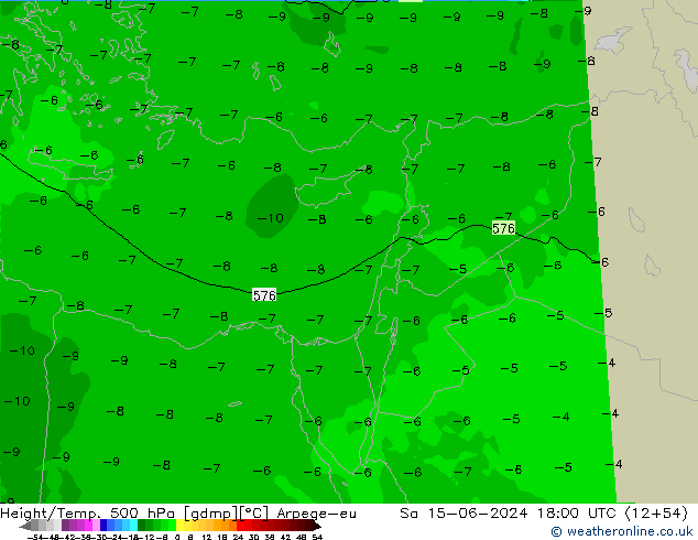 Height/Temp. 500 hPa Arpege-eu  15.06.2024 18 UTC