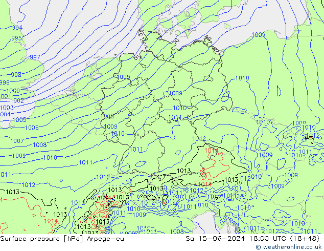 Luchtdruk (Grond) Arpege-eu za 15.06.2024 18 UTC