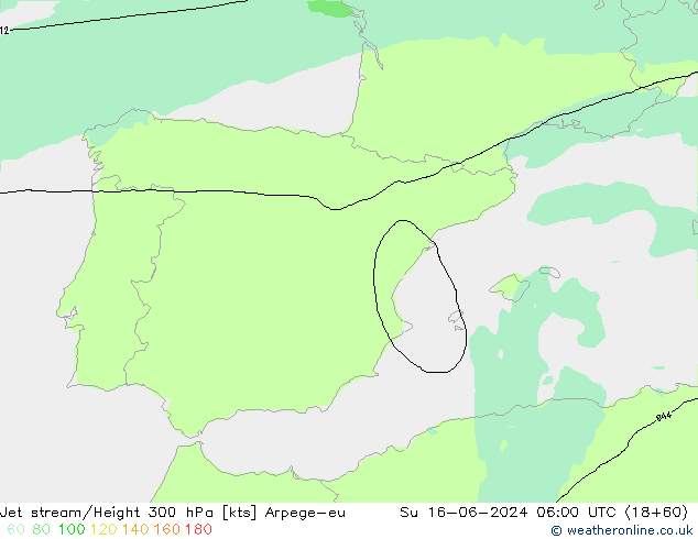 Corriente en chorro Arpege-eu dom 16.06.2024 06 UTC