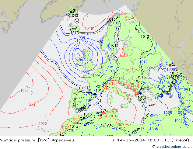 Yer basıncı Arpege-eu Cu 14.06.2024 18 UTC