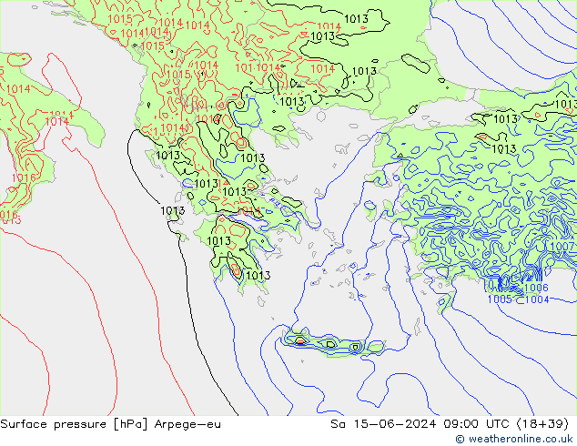 Atmosférický tlak Arpege-eu So 15.06.2024 09 UTC