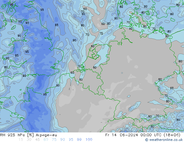 RH 925 hPa Arpege-eu Fr 14.06.2024 00 UTC