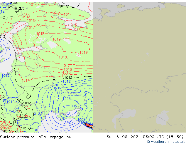 Surface pressure Arpege-eu Su 16.06.2024 06 UTC