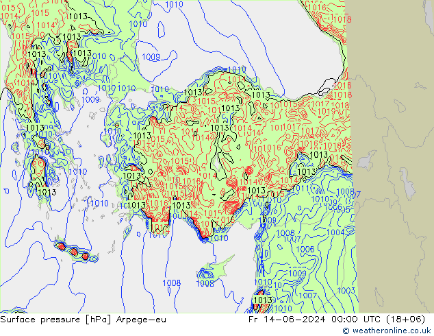 Yer basıncı Arpege-eu Cu 14.06.2024 00 UTC