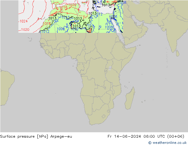 Surface pressure Arpege-eu Fr 14.06.2024 06 UTC