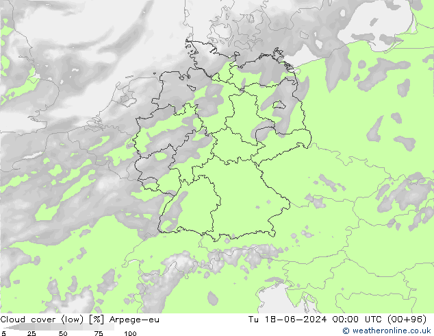 Bulutlar (düşük) Arpege-eu Sa 18.06.2024 00 UTC