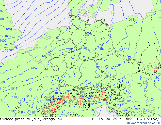 Luchtdruk (Grond) Arpege-eu zo 16.06.2024 15 UTC