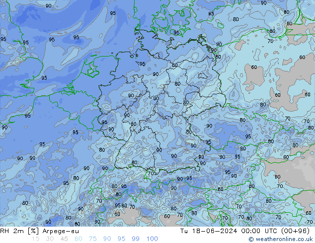 RH 2m Arpege-eu Di 18.06.2024 00 UTC