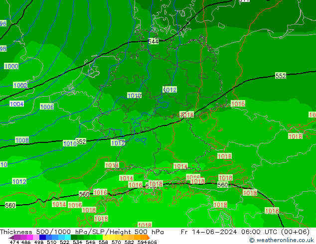 Thck 500-1000hPa Arpege-eu Pá 14.06.2024 06 UTC