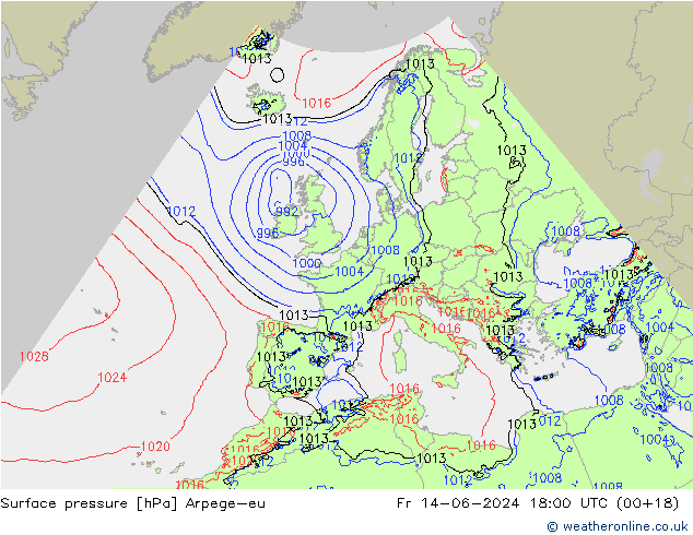 pression de l'air Arpege-eu ven 14.06.2024 18 UTC