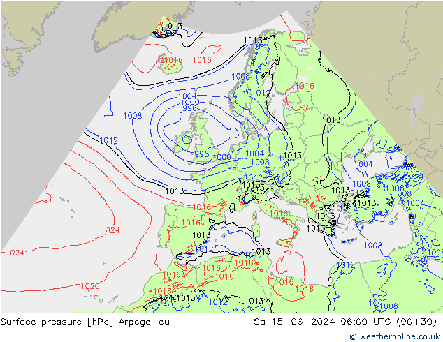 ciśnienie Arpege-eu so. 15.06.2024 06 UTC