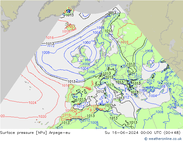 Bodendruck Arpege-eu So 16.06.2024 00 UTC
