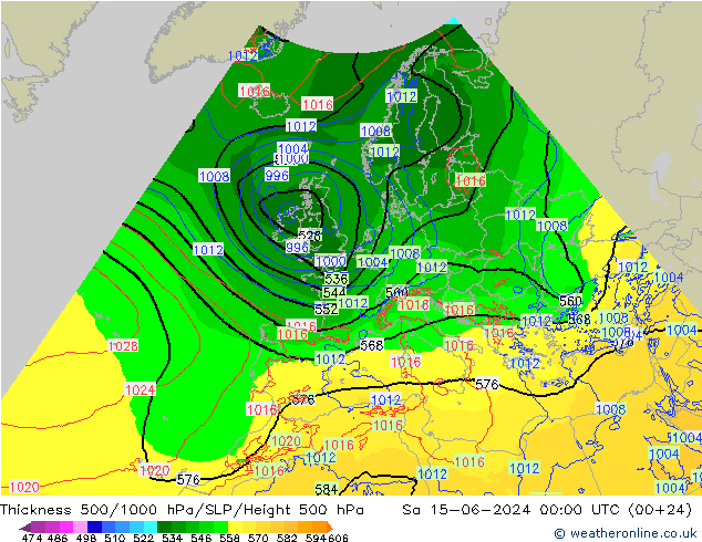 Thck 500-1000hPa Arpege-eu Sa 15.06.2024 00 UTC