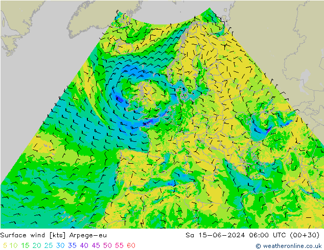Rüzgar 10 m Arpege-eu Cts 15.06.2024 06 UTC