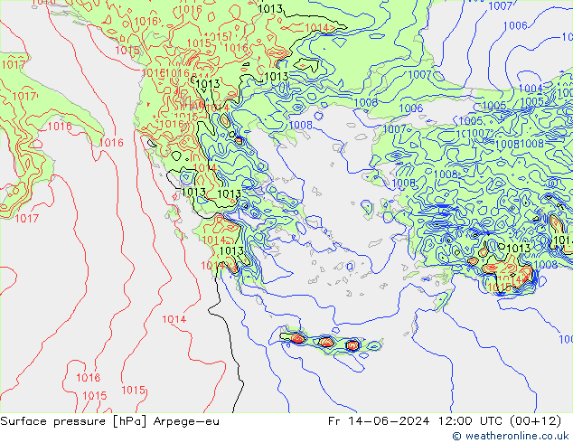 приземное давление Arpege-eu пт 14.06.2024 12 UTC