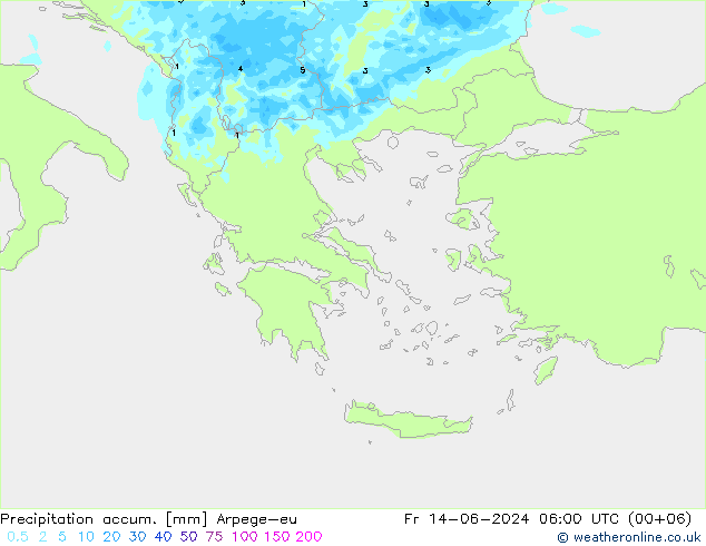 Precipitation accum. Arpege-eu Fr 14.06.2024 06 UTC
