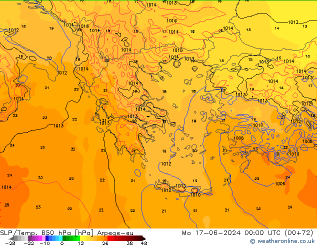 SLP/Temp. 850 hPa Arpege-eu lun 17.06.2024 00 UTC