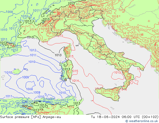 pression de l'air Arpege-eu mar 18.06.2024 06 UTC