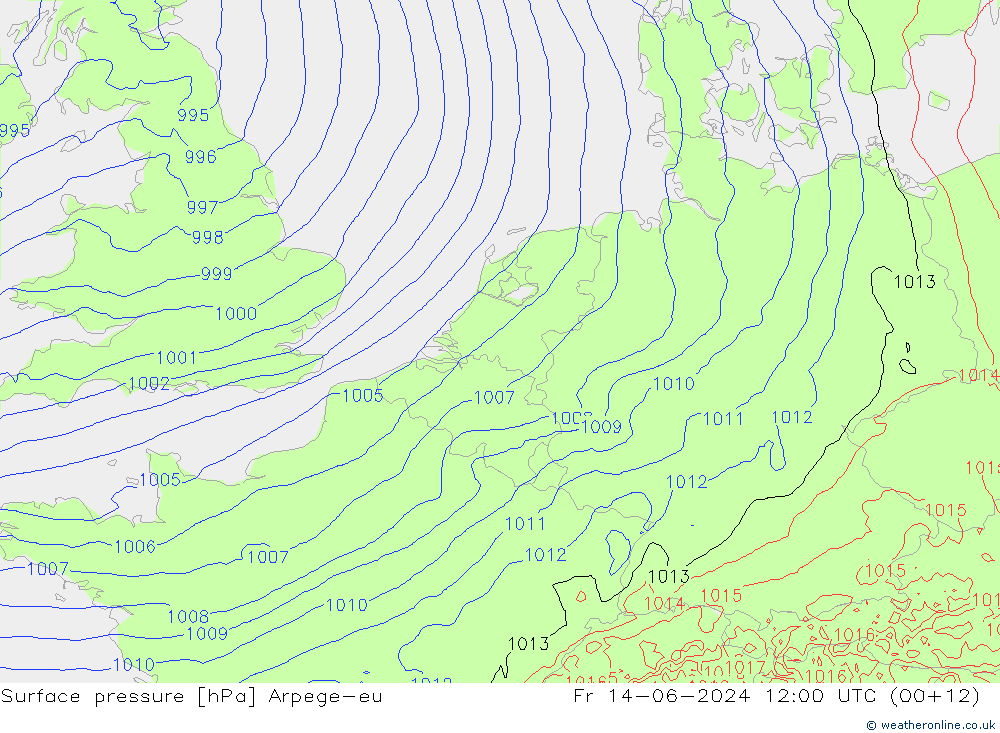 Bodendruck Arpege-eu Fr 14.06.2024 12 UTC