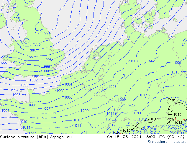 Luchtdruk (Grond) Arpege-eu za 15.06.2024 18 UTC