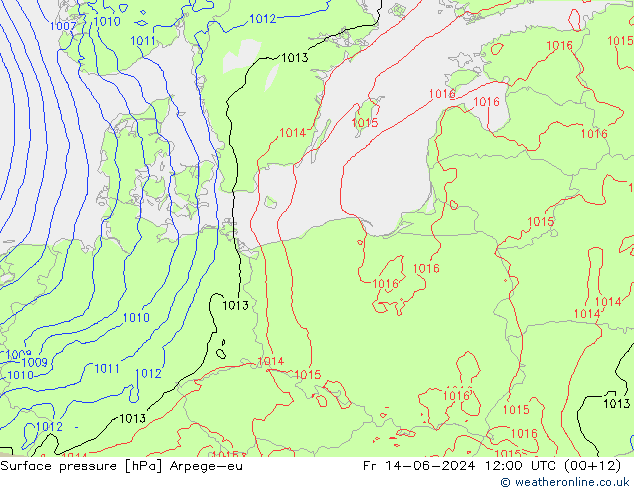 приземное давление Arpege-eu пт 14.06.2024 12 UTC