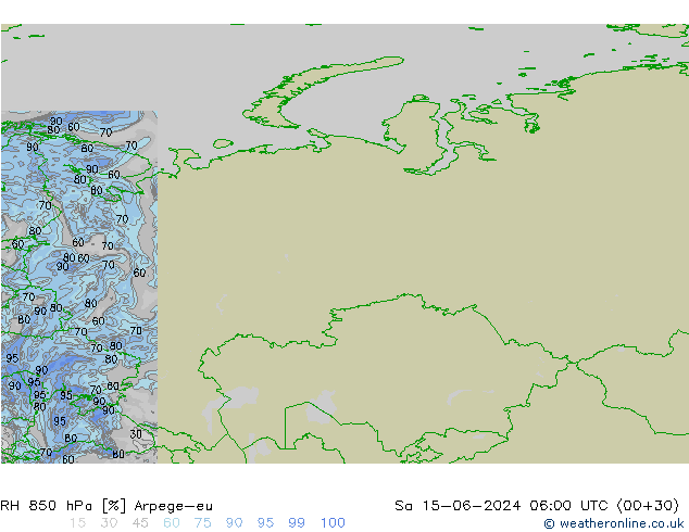 RV 850 hPa Arpege-eu za 15.06.2024 06 UTC