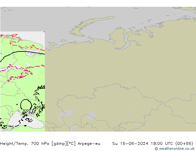 Height/Temp. 700 hPa Arpege-eu Su 16.06.2024 18 UTC