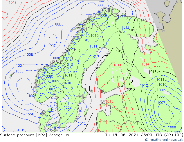 приземное давление Arpege-eu вт 18.06.2024 06 UTC