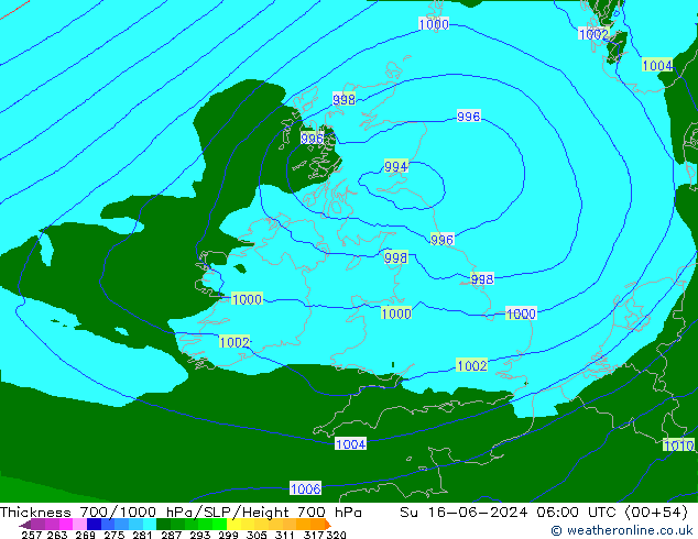 Schichtdicke 700-1000 hPa Arpege-eu So 16.06.2024 06 UTC