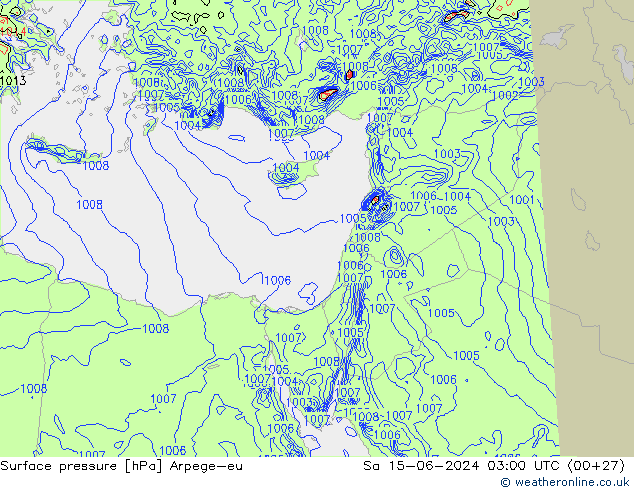 Bodendruck Arpege-eu Sa 15.06.2024 03 UTC