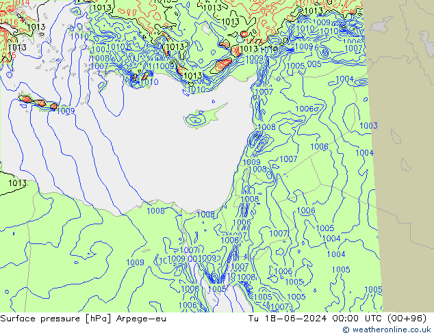 Atmosférický tlak Arpege-eu Út 18.06.2024 00 UTC
