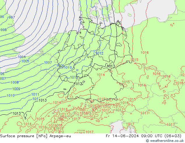 Surface pressure Arpege-eu Fr 14.06.2024 09 UTC