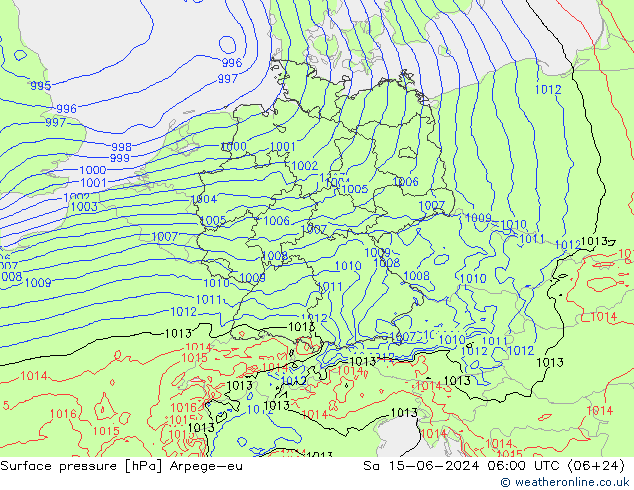 Luchtdruk (Grond) Arpege-eu za 15.06.2024 06 UTC