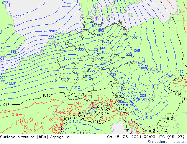 Bodendruck Arpege-eu Sa 15.06.2024 09 UTC