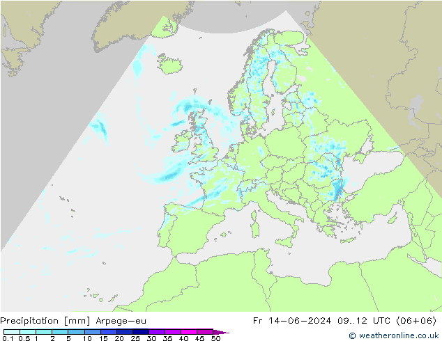 Srážky Arpege-eu Pá 14.06.2024 12 UTC