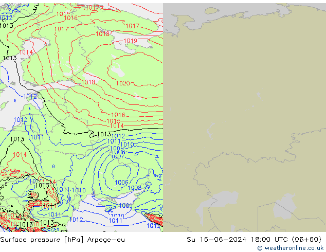 Surface pressure Arpege-eu Su 16.06.2024 18 UTC