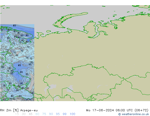 RH 2m Arpege-eu Po 17.06.2024 06 UTC