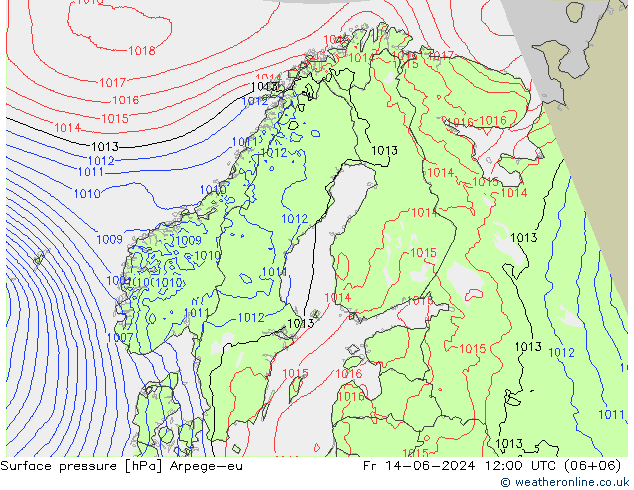 приземное давление Arpege-eu пт 14.06.2024 12 UTC