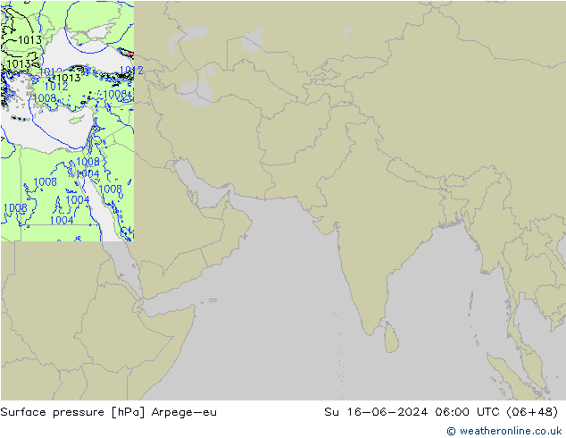 Pressione al suolo Arpege-eu dom 16.06.2024 06 UTC