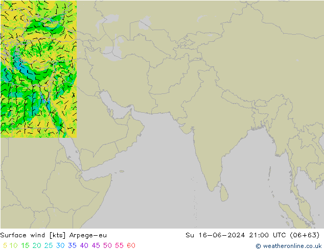 Wind 10 m Arpege-eu zo 16.06.2024 21 UTC