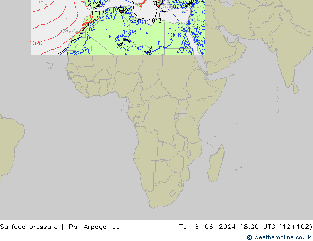 pressão do solo Arpege-eu Ter 18.06.2024 18 UTC