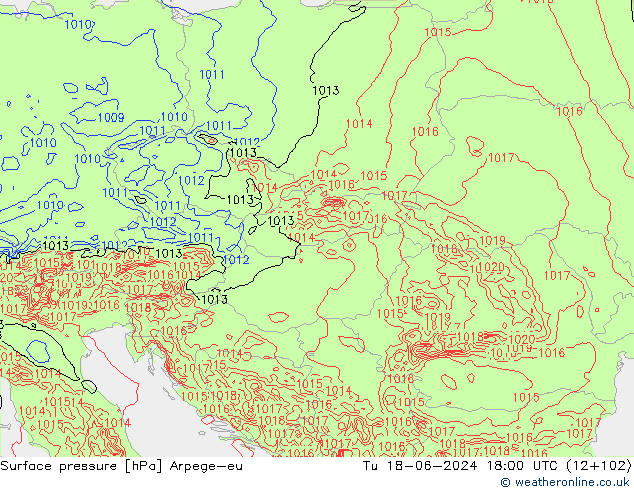 pressão do solo Arpege-eu Ter 18.06.2024 18 UTC