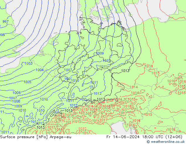 Surface pressure Arpege-eu Fr 14.06.2024 18 UTC