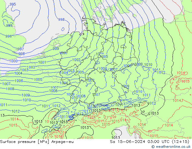 приземное давление Arpege-eu сб 15.06.2024 03 UTC