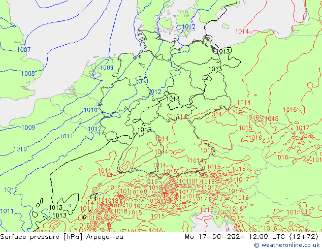 приземное давление Arpege-eu пн 17.06.2024 12 UTC