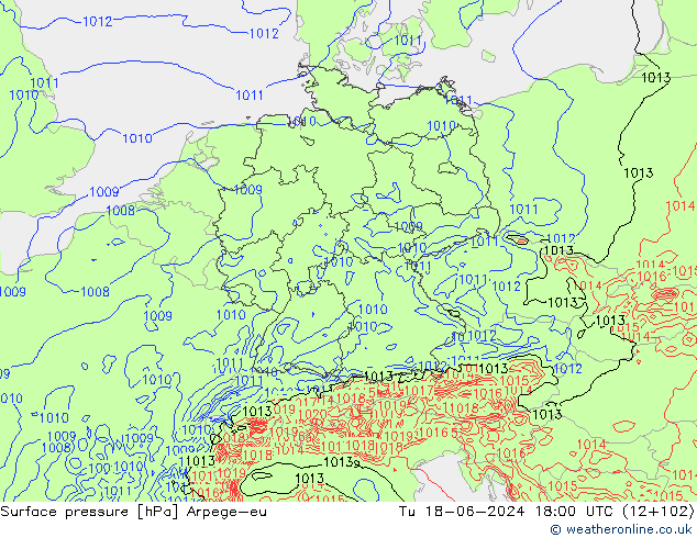 Yer basıncı Arpege-eu Sa 18.06.2024 18 UTC