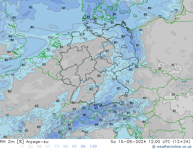 RH 2m Arpege-eu sab 15.06.2024 12 UTC