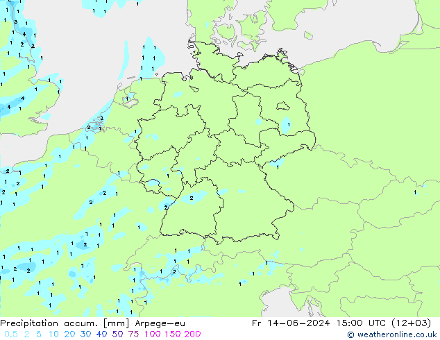 Precipitation accum. Arpege-eu  14.06.2024 15 UTC